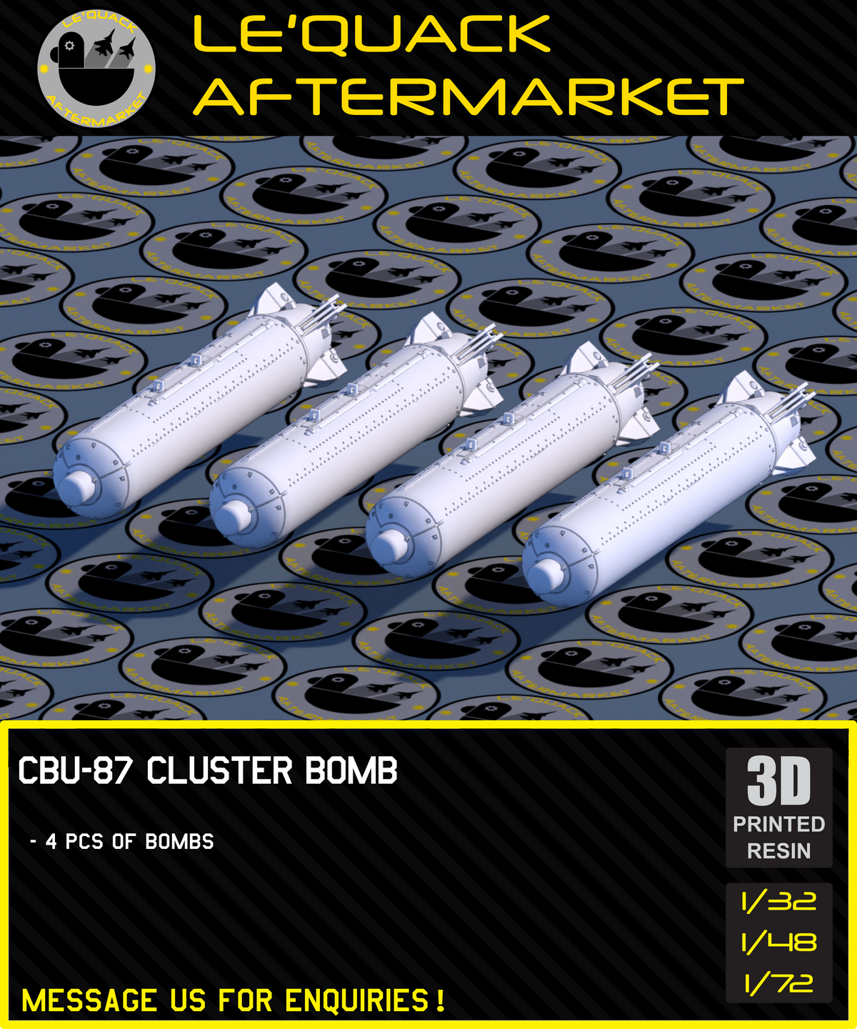 CBU-87 Cluster Bomb 3D printed resin scale model accessory