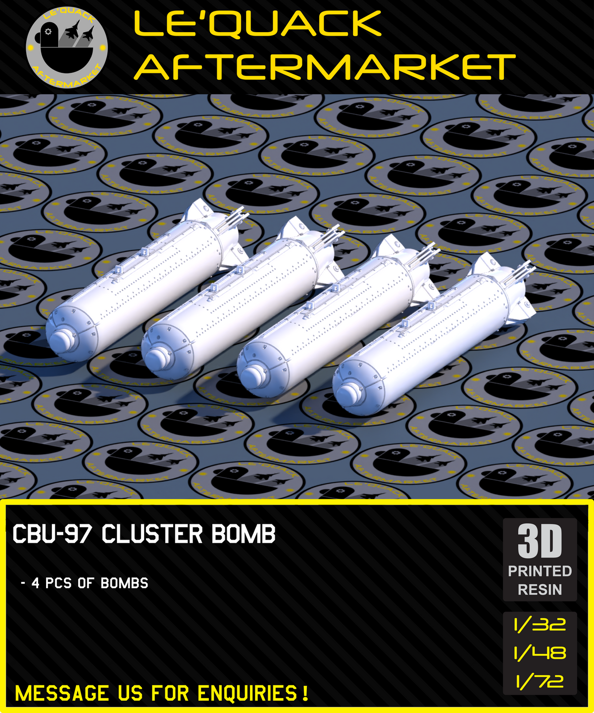 CBU-97 Cluster Bomb 3D printed resin scale model accessory