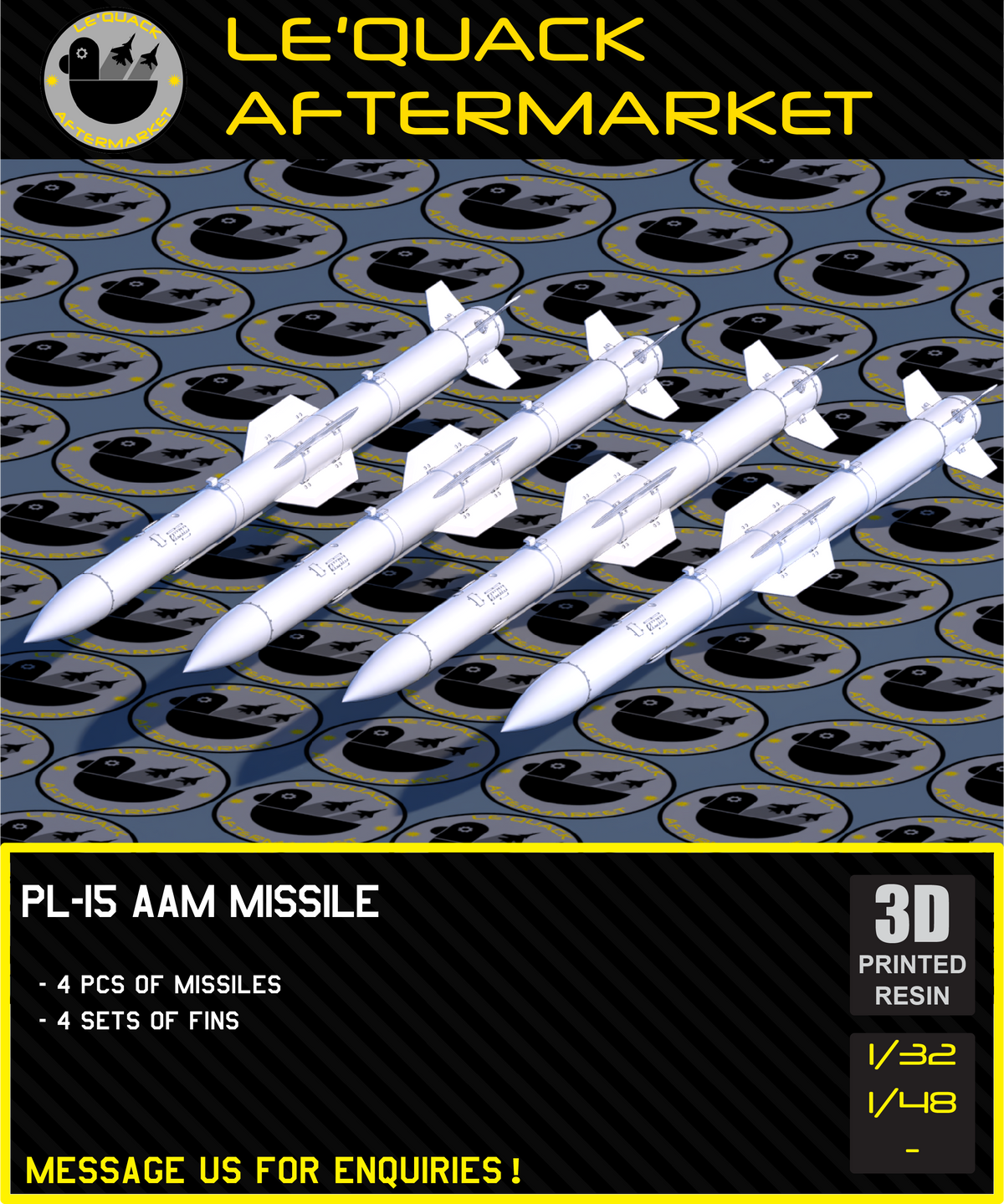 PL-15 AAM Missile 3D printed resin scale model accessory
