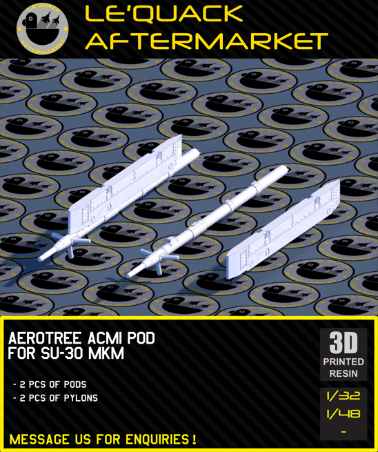 Aerotree ACMI Pod for SU-30MKM 3D printed resin scale model accessory