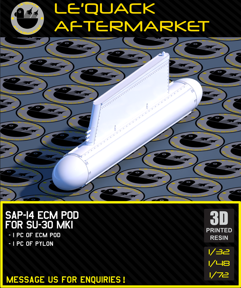SAP-14 ECM Pod for SU-30MKI 3D printed resin scale model accessory