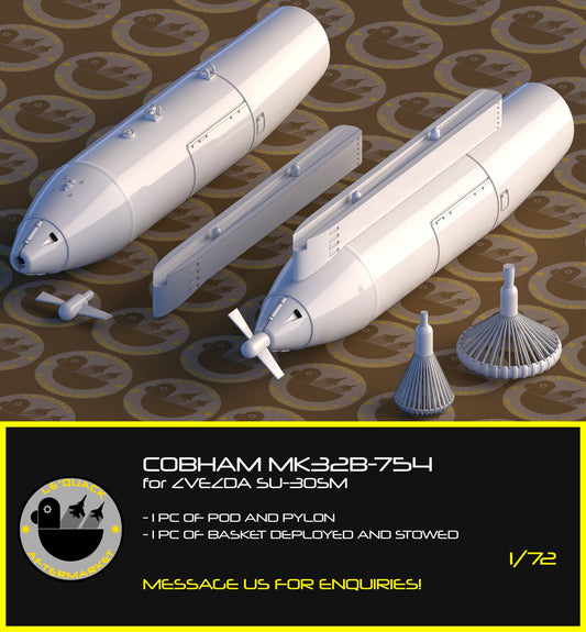 Cobham Refuelling Pod for SU-30SM and Flanker Series 3D printed resin scale model accessory