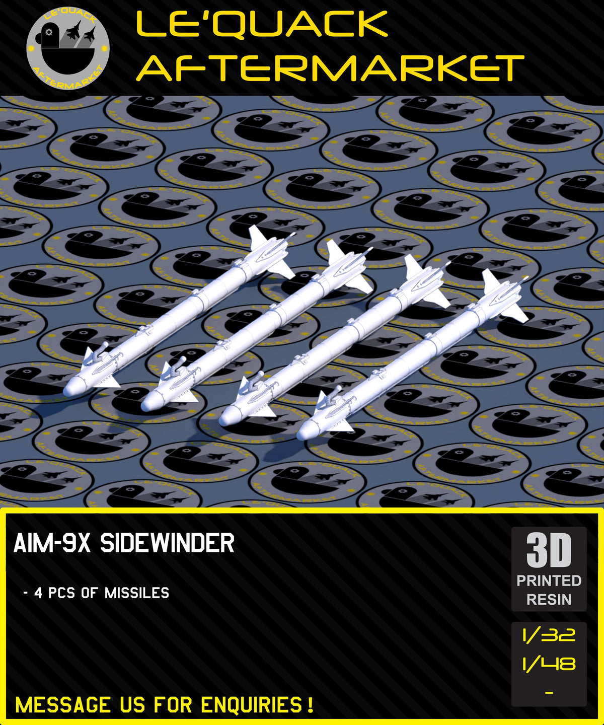 AIM-9X Sidewinder 3D printed resin scale model accessory