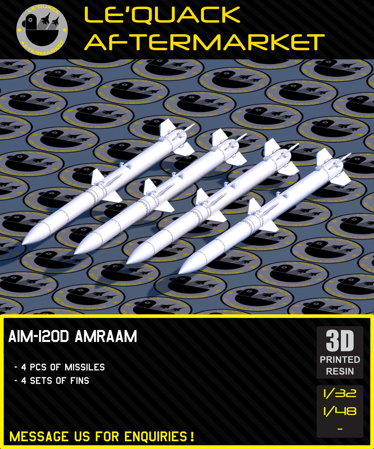 AIM-120D AMRAAM 3D printed resin scale model accessory