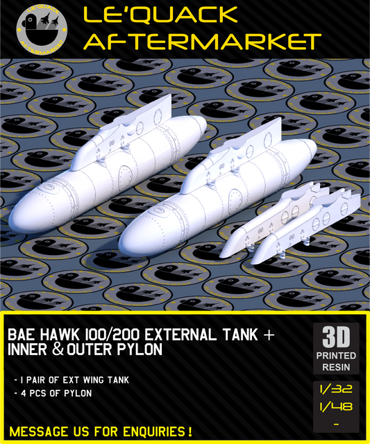 BAE Hawk 100/200 External Tank + Inner & Outer Pylons 3D printed resin scale model accessory