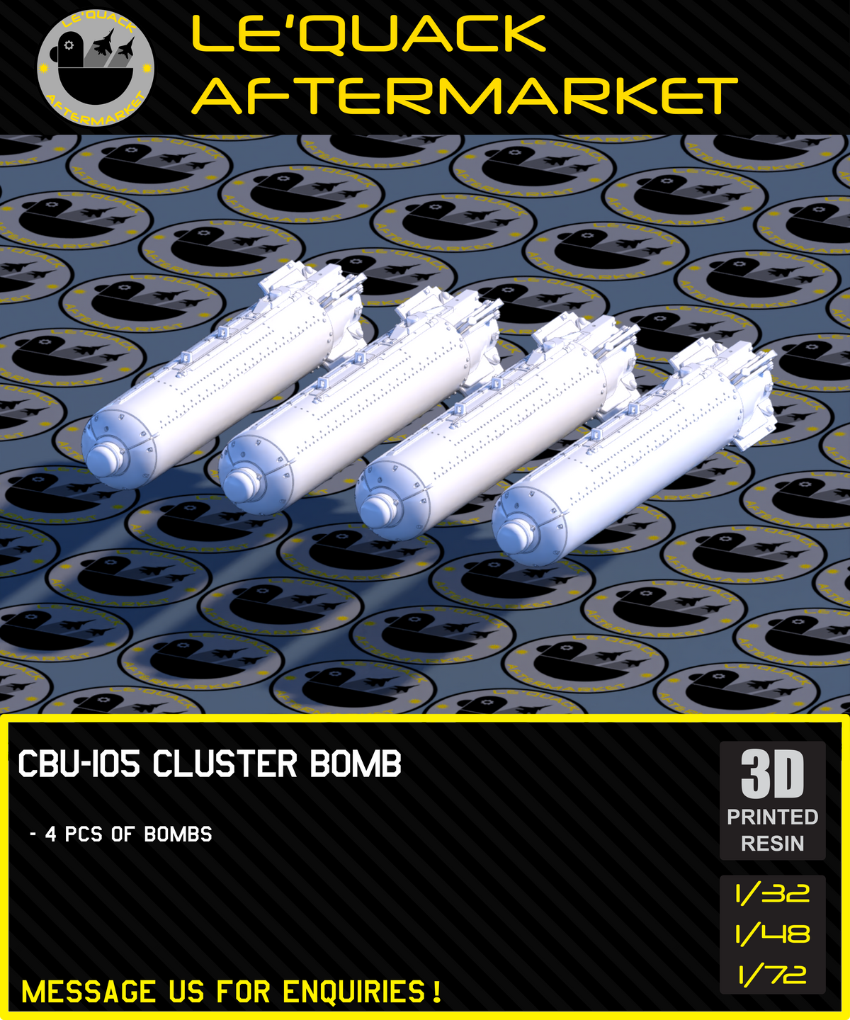 CBU-105 Cluster Bomb 3D printed resin scale model accessory