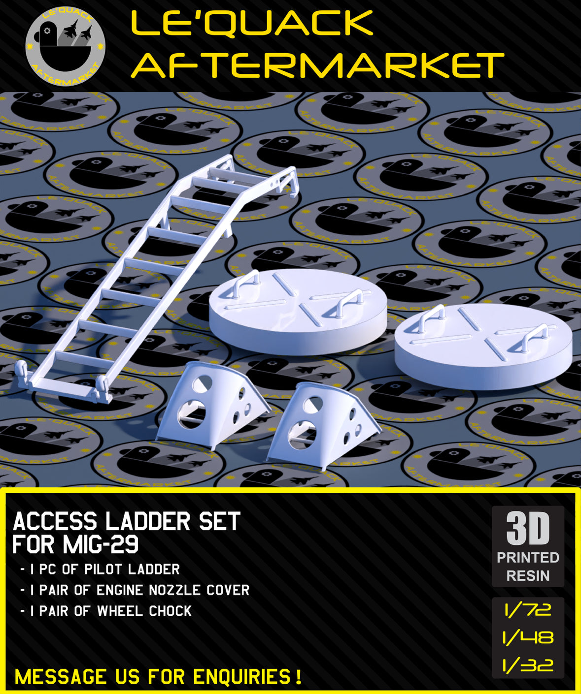 Access Ladder Set for MiG-29 3D printed resin scale model accessory, alternate view