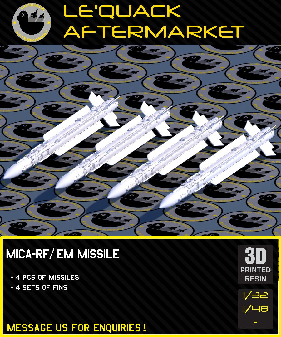MICA-RF/EM Missile 3D printed resin scale model accessory