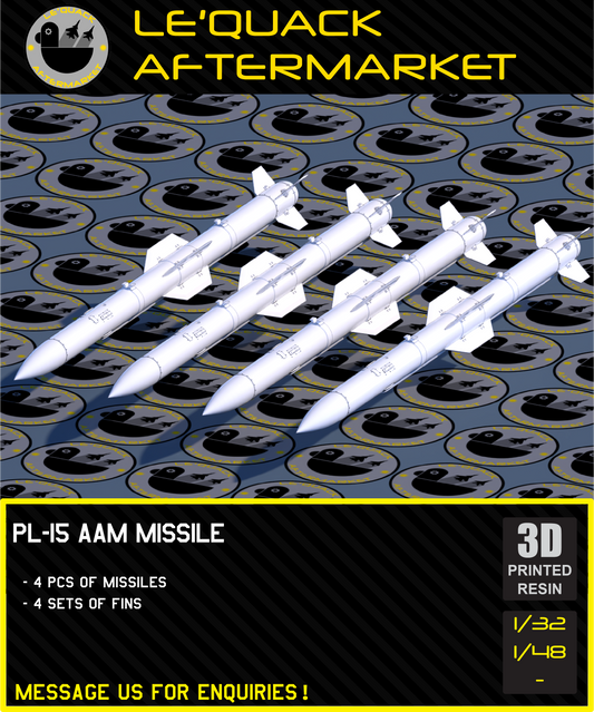 PL-15 AAM Missile 3D printed resin scale model accessory