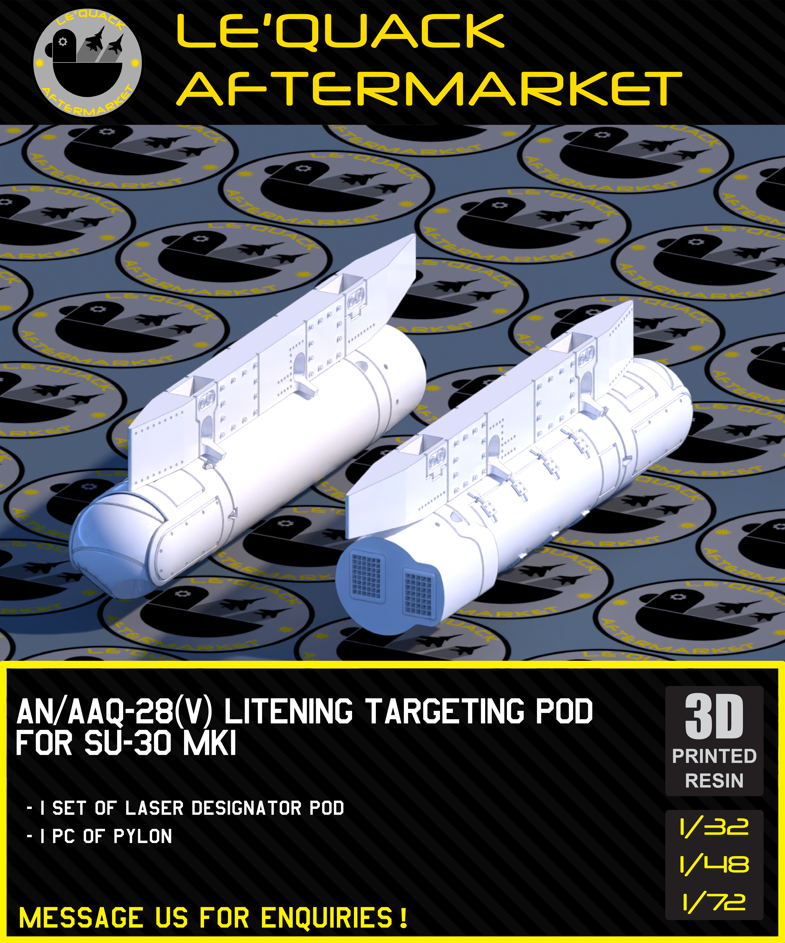AN/AAQ-28(V) Litening Targeting Pod for SU-30MKI 3D printed resin scale model accessory
