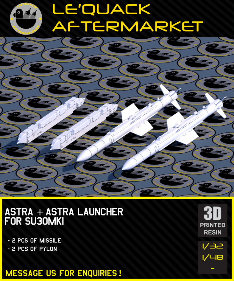 Astra + Astra Launcher for SU-30MKI 3D printed resin scale model accessory