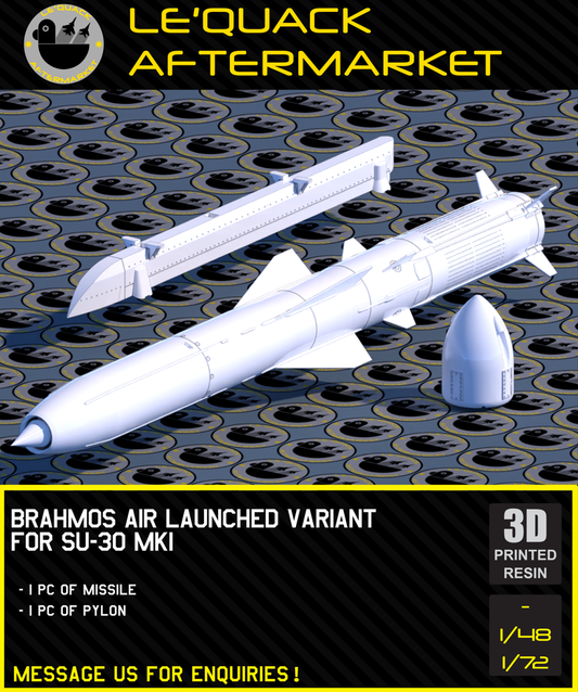 Brahmos Air Launched Variant for SU-30MKI 3D printed resin scale model accessory