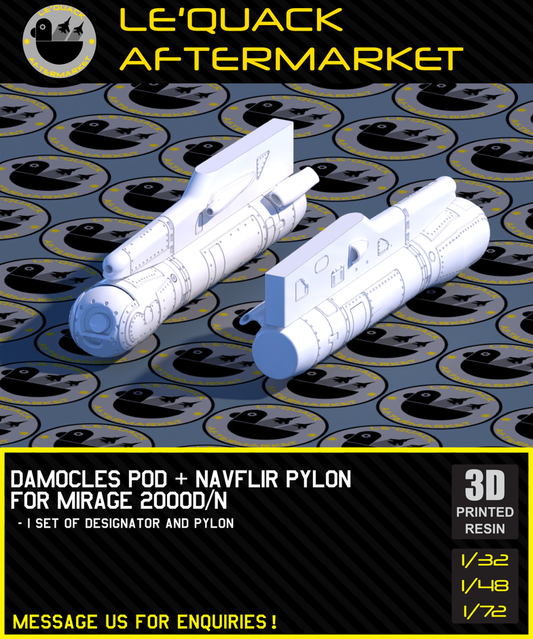 Damocles Pod + NAVFLIR Pylon for Mirage 2000D/N 3D printed resin scale model accessory