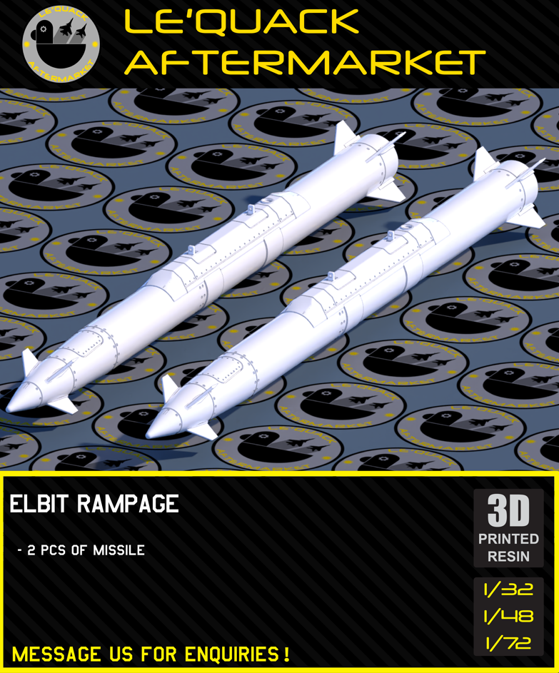 Elbit Rampage Missile 3D printed resin scale model accessory