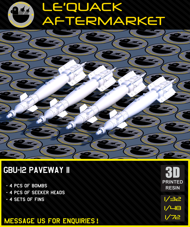 GBU-12 Paveway II 3D printed resin scale model accessory