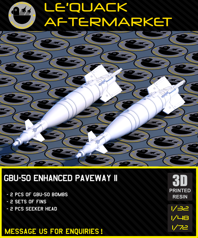 GBU-50 Enhanced Paveway II 3D printed resin scale model accessory