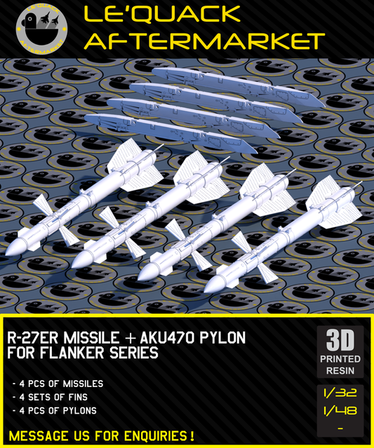 R-27ER Missile + AKU470 Pylon for Flanker Series 3D printed resin scale model accessory