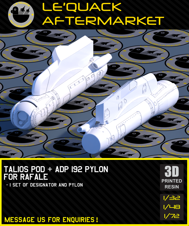 Talios Pod + ADP 192 Pylon for Rafale 3D printed resin scale model accessory
