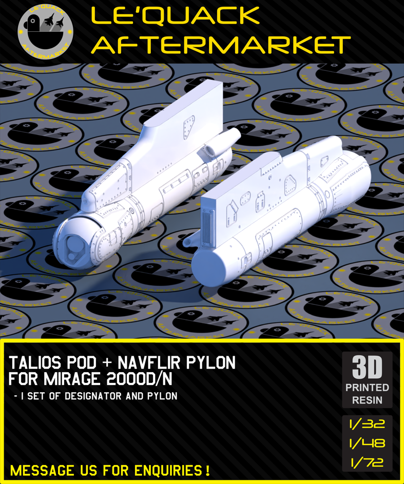 Talios Pod + NAVFLIR Pylon for Mirage 2000D/N 3D printed resin scale model accessory