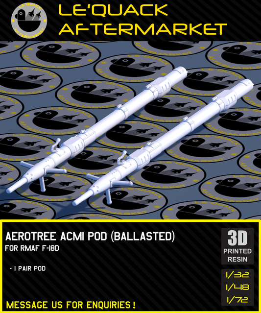 Aerotree ACMI Pod with RMAF F-18D decals 3D printed resin scale model accessory