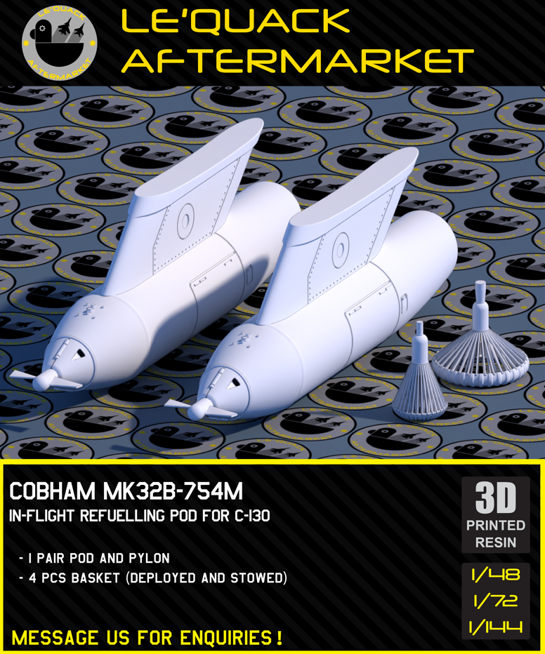 Cobham Refuelling Pods for C-130 (2 Pods) 3D printed resin scale model accessory